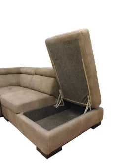 Bissolo Casa Divani Angolari<Divano ad Angolo: Divano Angolare con Penisola Nabuk Elephant e Beige