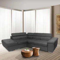 Bissolo Casa Divani Angolari<Divano Angolare con Pouff e Letto: Divano con Penisola e Contenitore Estraibile