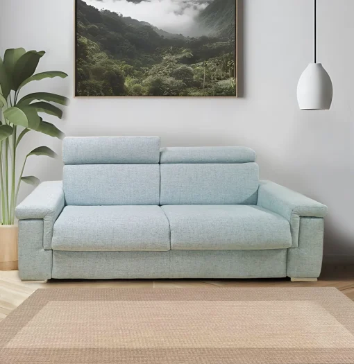 Bissolo Casa Divani Letto<DIVANO LETTO IRIS CM 240 CON RETE ELETTROSALDATA IN TESSUTO ACQUA: vendita online DIVANO LETTO IRIS CM 240 CON RETE ELETTROSALDATA IN TESSUTO ACQUA in offerta