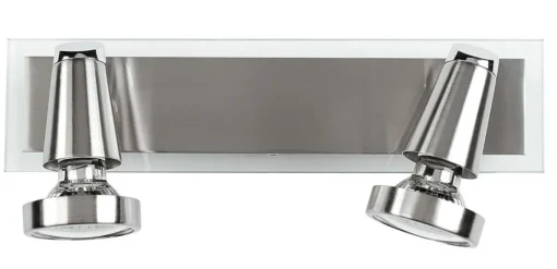 Bissolo Casa Applique<FARETTO 2 LUCI MIAMI NIKEL CROMATO 28X14,5CM - 2XGU10 5W 2700K 400lm: vendita online FARETTO 2 LUCI MIAMI NIKEL CROMATO 28X14,5CM - 2XGU10 5W 2700K 400lm in offerta