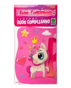 Bissolo Casa Party Festoni E Palloncini<FESTONE BUON COMPLEANNO UNICORNI L.138CMX24,5CM: vendita online FESTONE BUON COMPLEANNO UNICORNI L.138CMX24,5CM in offerta