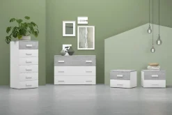 Bissolo Casa Comò E Comodini<GRUPPO LETTO FRASSINO BIANCO E CEMENTO