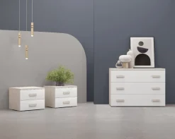 Bissolo Casa Comò E Comodini<GRUPPO LETTO OLMO CON FRONTALI BIANCO FRASSINATO