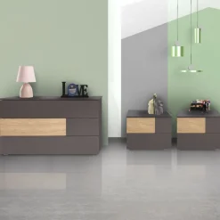 Bissolo Casa Comò E Comodini<GRUPPO LETTO OSLO PIOMBO OPACO E ROVERE NODATO