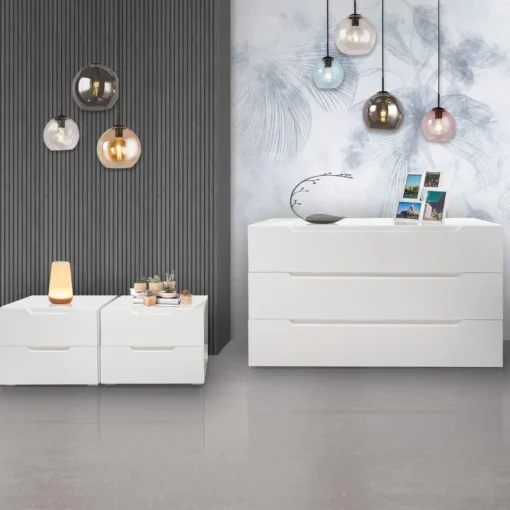 Bissolo Casa Comò E Comodini<GRUPPO LETTO ZARA TUTTO LACCATO OPACO BIANCO NEVE