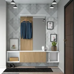 Bissolo Casa Mobili Da Ingresso<INGRESSO COMPLETO BIANCO E NOCE 200CM: MOBILE DA INGRESSO
