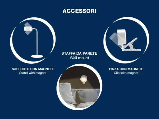 Bissolo Casa Lampade Da Scrivania E Comodino<LAMPADA DA LETTURA 3 IN 1 MAGNETE DIAM 12 H. 30CM BIANCA: vendita online LAMPADA DA LETTURA 3 IN 1 MAGNETE DIAM 12 H. 30CM BIANCA in offerta