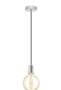 Bissolo Casa Lampadari<LAMPADARIO 1 LUCE YORTH NICHEL OPACO H. 200CM - E27: vendita online LAMPADARIO 1 LUCE YORTH NICHEL OPACO H. 200CM - E27 in offerta