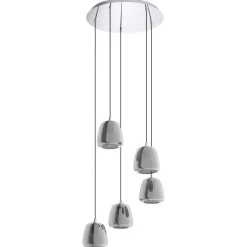 Bissolo Casa Lampadari<LAMPADARIO 5 LUCI ALBARINO CROMATO D55,5XH150CM - 5X40W E27: vendita online LAMPADARIO 5 LUCI ALBARINO CROMATO D55,5XH150CM - 5X40W E27 in offerta