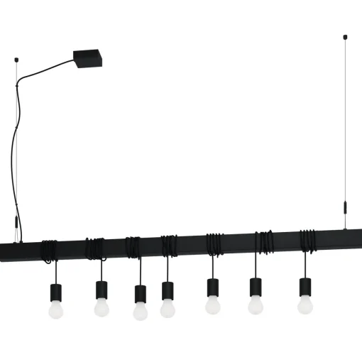Bissolo Casa Lampadari<LAMPADARIO 7 LUCI TOWNSHEND-B NERO 150 H 200CM - E27 7X40W: vendita online LAMPADARIO 7 LUCI TOWNSHEND-B NERO 150 H 200CM - E27 7X40W in offerta