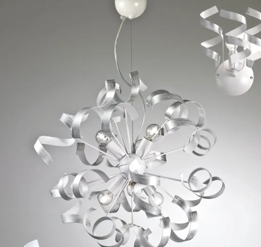 Bissolo Casa Lampadari<LAMPADARIO ARGENTO D. 60CM - 6XE14 : vendita online LAMPADARIO ARGENTO D. 60CM - 6XE14 in offerta