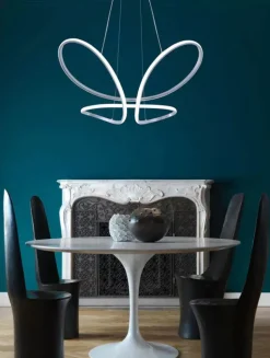 Bissolo Casa Lampadari<LAMPADARIO FARFALLA A LED SILVER L 63CM : vendita online LAMPADARIO FARFALLA A LED SILVER L 63CM in offerta
