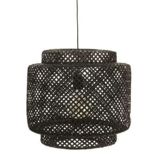 Bissolo Casa Lampadari<LAMPADARIO LUBY IN BAMBO/FERRO NERO D 40CM - E27 40W: vendita online LAMPADARIO LUBY IN BAMBO/FERRO NERO D 40CM - E27 40W in offerta