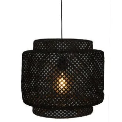 Bissolo Casa Lampadari<LAMPADARIO LUBY IN BAMBO/FERRO NERO D 40CM - E27 40W: vendita online LAMPADARIO LUBY IN BAMBO/FERRO NERO D 40CM - E27 40W in offerta