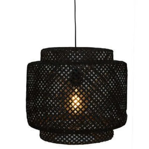 Bissolo Casa Lampadari<LAMPADARIO LUBY IN BAMBO/FERRO NERO D 40CM - E27 40W: vendita online LAMPADARIO LUBY IN BAMBO/FERRO NERO D 40CM - E27 40W in offerta
