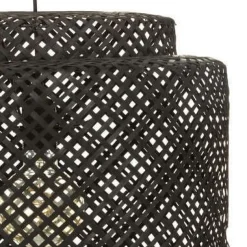 Bissolo Casa Lampadari<LAMPADARIO LUBY IN BAMBO/FERRO NERO D 40CM - E27 40W: vendita online LAMPADARIO LUBY IN BAMBO/FERRO NERO D 40CM - E27 40W in offerta