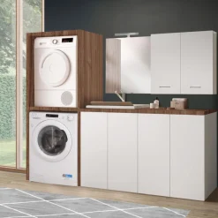 Bissolo Casa Mobili Per Lavanderia<LAVANDERIA NOCE E BIANCO LUCIDO