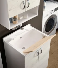 Bissolo Casa Mobili Per Lavanderia<Lavatoio bagno con vasca e gocciolatoio: lavatoio olmo bianco