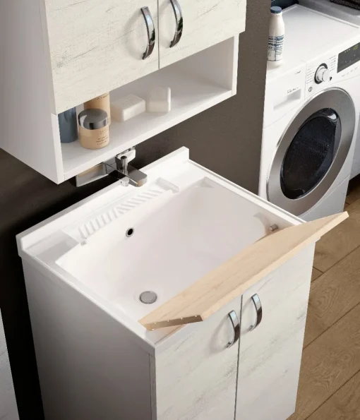 Bissolo Casa Mobili Per Lavanderia<Lavatoio bagno con vasca e gocciolatoio: lavatoio olmo bianco