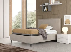Bissolo Casa Letti Una Piazza E Mezza<Letto Contenitore in Tessuto: Letto Beige Modello Jasmine con Rete Inclusa