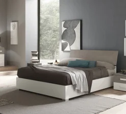 Bissolo Casa Letti Matrimoniali<LETTO MATRIMONIALE CON CONTENITORE BIANCO FRASSINATO E CEMENTO