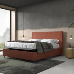 Bissolo Casa Letti Matrimoniali<LETTO MATRIMONIALE CON CONTENITORE IN TESSUTO MATTONE