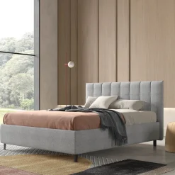 Bissolo Casa Letti Matrimoniali<LETTO MATRIMONIALE CON CONTENITORE IN TESSUTO GRIGIO CHIARO