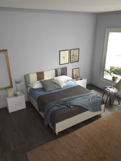 Bissolo Casa Letti Matrimoniali<LETTO MATRIMONIALE CON CONTENITORE OLMO E TESSUTO