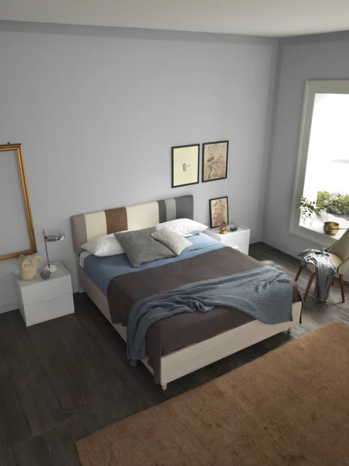 Bissolo Casa Letti Matrimoniali<LETTO MATRIMONIALE CON CONTENITORE OLMO E TESSUTO