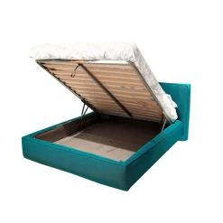 Bissolo Casa Letti Matrimoniali<LETTO MATRIMONIALE CON CONTENITORE MOD. ADELE IN TESSUTO TURCHESE