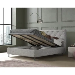 Bissolo Casa Letti Matrimoniali<Letto Matrimoniale Con Contenitore In Tessuto Grigio Chiaro: Letto Matrimoniale in Offerta