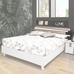 Bissolo Casa Letti Matrimoniali<LETTO MATRIMONIALE CON CONTENITORE MOD. TWIN FRASSINO NUVOLA E ROVERE NODATO