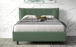 Bissolo Casa Letti Matrimoniali<LETTO MATRIMONIALE CONTENITORE MOD. HUG TESSUTO VERDE SALVIA