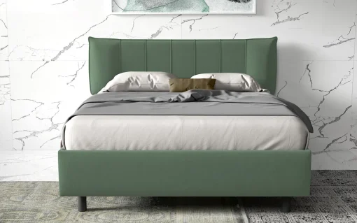 Bissolo Casa Letti Matrimoniali<LETTO MATRIMONIALE CONTENITORE MOD. HUG TESSUTO VERDE SALVIA