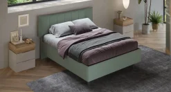 Bissolo Casa Letti Matrimoniali<LETTO MATRIMONIALE CONTENITORE MOD. HUG TESSUTO VERDE SALVIA
