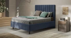Bissolo Casa Letti Matrimoniali<LETTO MATRIMONIALE CONTENITORE MOD. TEDDY VELLUTO BLU MARE