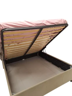 Bissolo Casa Letti Matrimoniali<LETTO MATRIMONIALE CONTENITORE MOD. TEDDY IN VELLUTO SABBIA