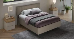Bissolo Casa Letti Matrimoniali<LETTO MATRIMONIALE CONTENITORE MOD. HUG IN TESSUTO TORTORA