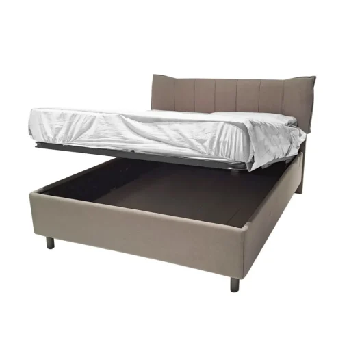 Bissolo Casa Letti Matrimoniali<LETTO MATRIMONIALE CONTENITORE MOD. HUG IN TESSUTO TORTORA