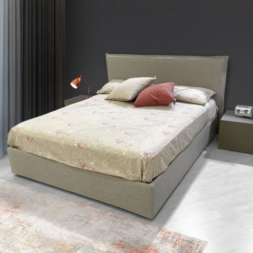 Bissolo Casa Letti Matrimoniali<LETTO MATRIMONIALE CONTENITORE MOD. CHANEL IN TESSUTO GRIGIO