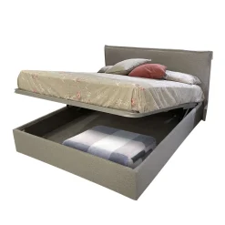 Bissolo Casa Letti Matrimoniali<LETTO MATRIMONIALE CONTENITORE MOD. CHANEL IN TESSUTO GRIGIO