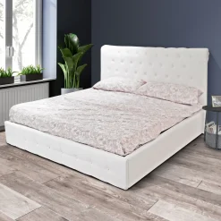 Bissolo Casa Letti Matrimoniali<LETTO MATRIMONIALE CONTENITORE MOD. CHESTER ECOPELLE BIANCA