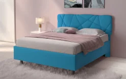 Bissolo Casa Letti Matrimoniali<LETTO MATRIMONIALE CONTENITORE MOD. POP TESSUTO LYCRA AZZURRO