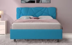 Bissolo Casa Letti Matrimoniali<LETTO MATRIMONIALE CONTENITORE MOD. POP TESSUTO LYCRA AZZURRO