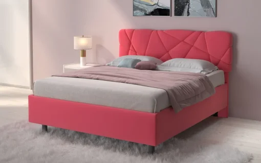 Bissolo Casa Letti Matrimoniali<LETTO MATRIMONIALE CONTENITORE MOD. POP TESSUTO LYCRA ROSA