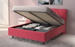 Bissolo Casa Letti Matrimoniali<LETTO MATRIMONIALE CONTENITORE MOD. POP TESSUTO LYCRA ROSA