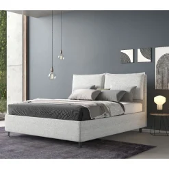 Bissolo Casa Letti Matrimoniali<LETTO MATRIMONIALE CONTENITORE IN TESSUTO GRIGIO CHIARO