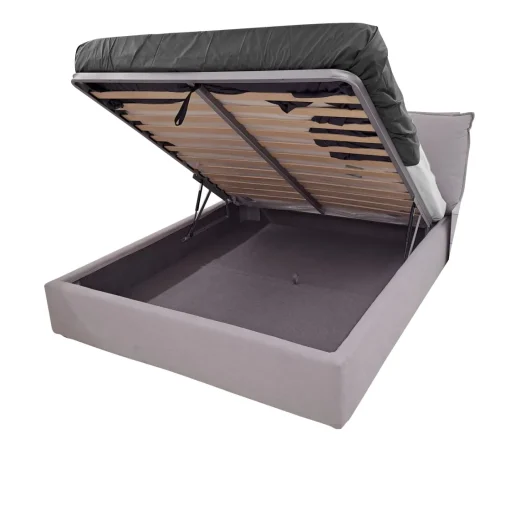 Bissolo Casa Letti Matrimoniali<LETTO MATRIMONIALE CONTENITORE MOD. LEILAH IN TESSUTO GRIGIO