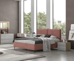 Bissolo Casa Letti Matrimoniali<Letto matrimoniale contenitore IRIS in tessuto rosa