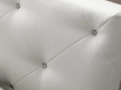 Bissolo Casa Letti Matrimoniali<LETTO MATRIMONIALE CONTENITORE IN ECOPELLE BIANCA CON BOTTONI BRILLANTI